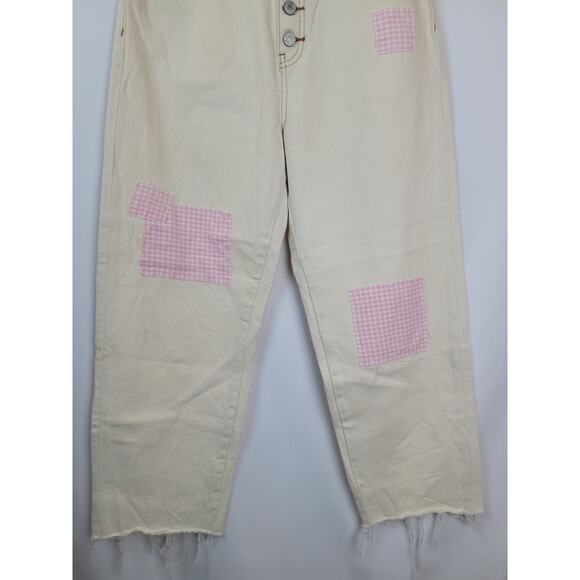 We The Free Straight Leg Jeans with Cream and Pink Accents - Picture 3 of 10